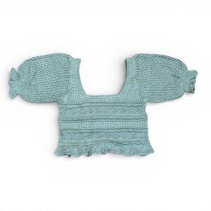 NWT bibi sage green cropped puff sleeve top